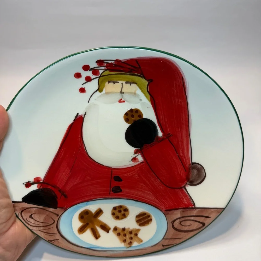 (2) VIETRI OLD ST NICK Cookie Plate Made in Italy Some Crazing Read! Set Of 2